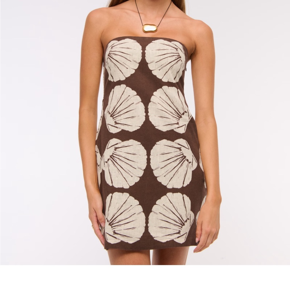 Abercrombie & Fitch Cream Strapless Sheath Mini Dress